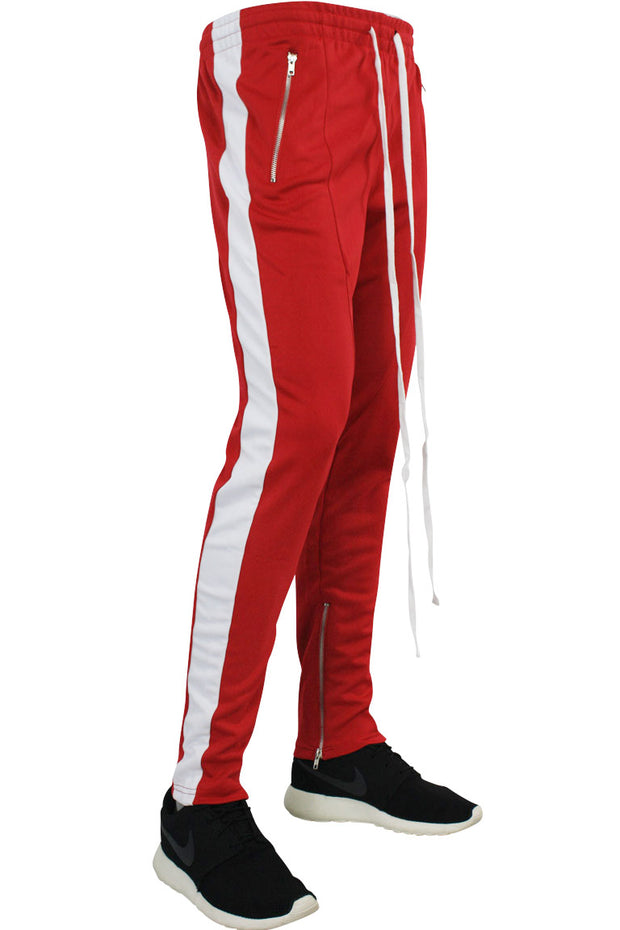 Side Stripe Zip Pocket Track Pants Red - White (ZCM4418PS) – Zamage