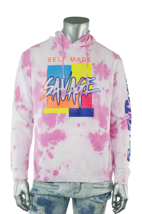 Savage Self Made Tie Dye Hoodie (Pink) | Zamage