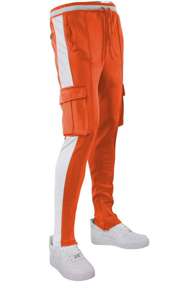 neon orange track pants