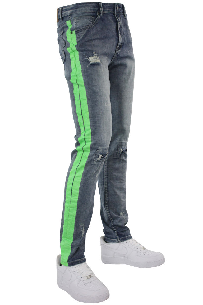 jeans with green stripe