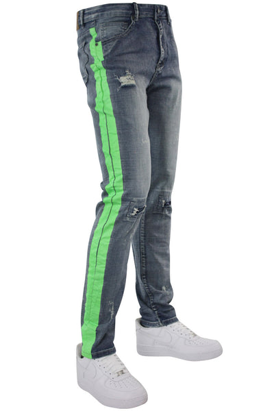 jeans with side color stripe