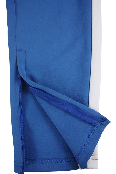 Premium Side Stripe Zip Pocket Track Pants (Royal-White) | Zamage