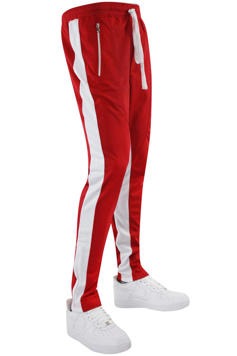 Zip Pocket Dual Stripe Track Pants Red - White (ZCM4386PS)– Zamage