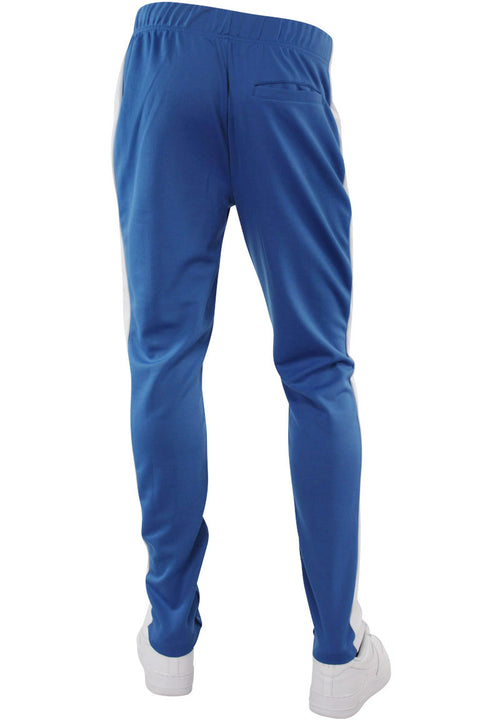 Premium Side Stripe Zip Pocket Track Pants (Royal Blue-White) | Zamage