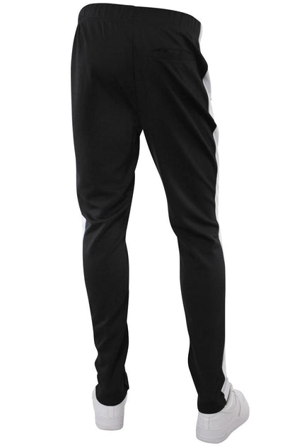 Premium Side Stripe Zip Pocket Track Pants Black - White (ZCM4418Z)– Zamage