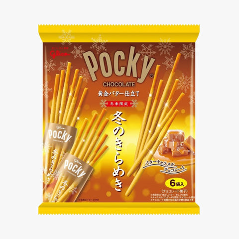 Special Pocky flavor that features a bread stick with an extra buttery flavor and a coating of slightly salty caramel-infused chocolate