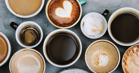 Aerial view of various coffee