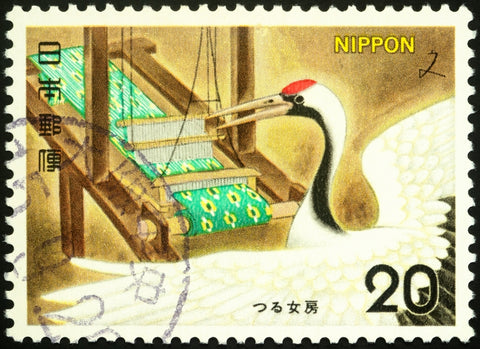 Postage stamp printed in Japan shows Japanese folk tale 
