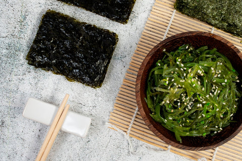 Healthy and fresh seaweed. dry seaweed. sea vegetables.