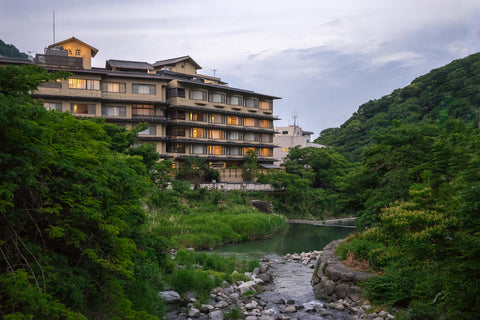 Building and river in Hakone, Japan