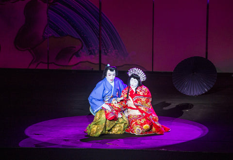 Kabuki actors performing contemporary events