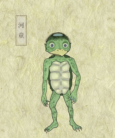 Mythical ghost in Japanese folklore. Yokai. Kappa.