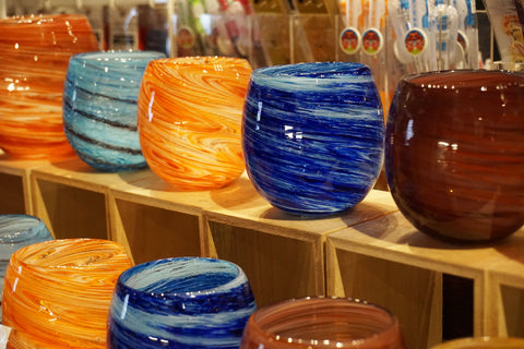 kinawa traditional craft goods (Ryukyu blown glasses) from a souvenir shop