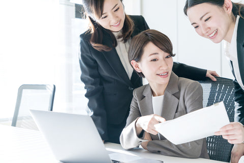 Three businesswomen working in the office. Positive workplace concept. Female leaders