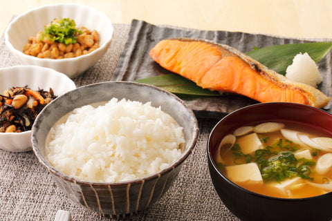 Typical Japanese breakfast. Traditional Japanese Style