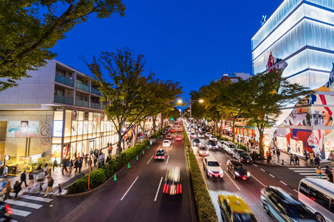 Night view of "Omotesando" street. There are luxury international brand shops, etc. "Omotesando Hills", many people visit.