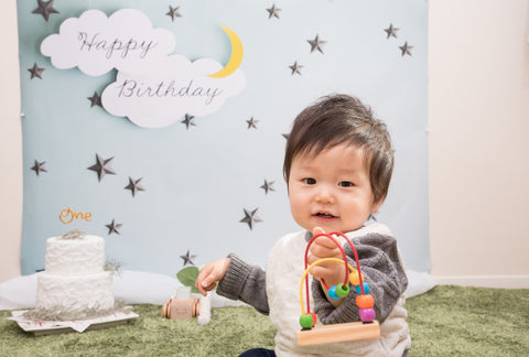 Japanese child celebrating his first birthday.