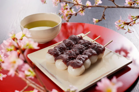 Dango topped with anko paste