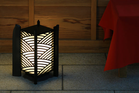 Japanese lanterns placed near the entrance of Japanese style architecture