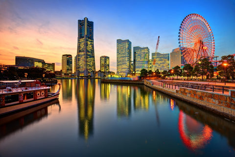 Yokohama, Japan skyline at Minato-mirai at sunset.