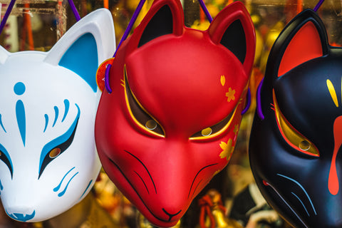 Traditional Japanese fox masks