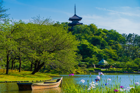 A famous Japanese garden in called Sankeien in Yokohama Japan