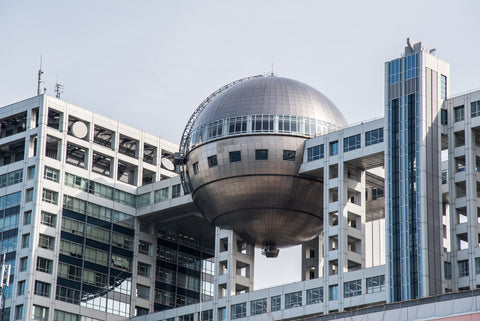 The sphere shape on Fuji TV headquarter building which is a observatory for the view of Tokyo and Rainbow Bridge, short walk from Daiba station