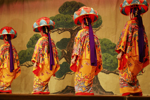 Ryukyu traditional dancers in Okinawa Islands