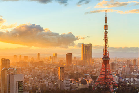 Tokyo city, tallest structure skyline at sunset in Tokyo, Japan.