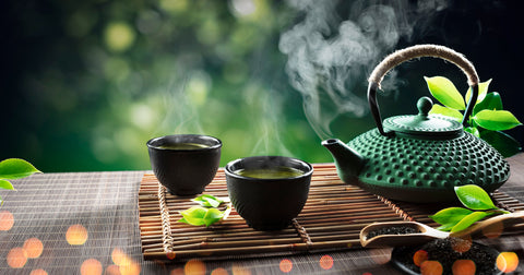 Japanese Tea - Hot Teapot And Teacups On Bamboo Mat. Other gifts