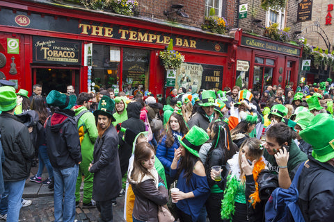 Saint Patrick's Day parade in Dublin Ireland on March 17, 2014: People dress up Saint Patrick's at The Temple Bar