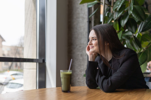 Young Women having a Japanese Matcha drink with sweetness flavor and health benefits