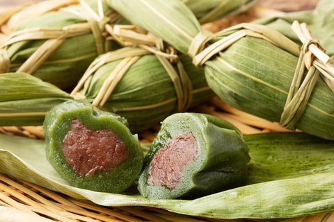 Kusa mochi is made with glutinous rice flour and mugwort paste to create a unique, green sweet treat. 
