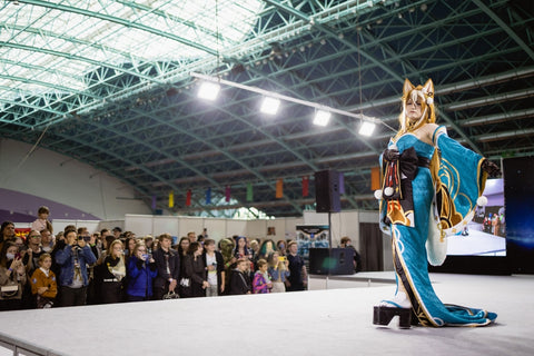 cosplay festival, competitive defile of participants in cosplay images.