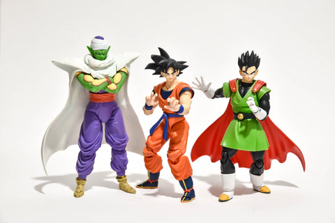 Dragon Ball's Piccolo, Son Gokou, and Great Saiyaman in White Background