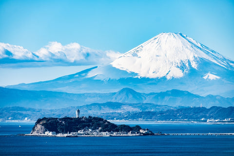 Enoshima and Mount Fuji from Kanagawa, Japan