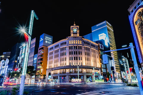 Night view of cityscape at Tokyo Ginza District. Ginza is recognized by many as one of the most luxurious shopping districts in the world.