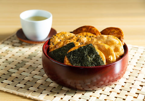 A variety of Japanese rice crackers