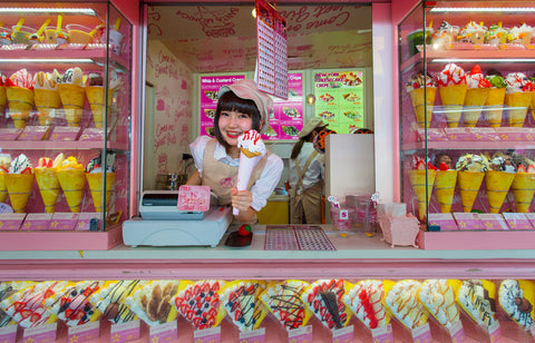 Crepe and ice cream vendor at Harajuku's Takeshita street, known for it's Colorful shops and Punk Manga