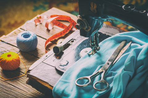 Old vintage hand sewing machine, making generic costumes