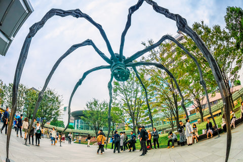 Maman - a spider sculpture by Louise Bourgeois at the entrance of Mori Tower at Roppongi Hills central Tokyo, Japan.