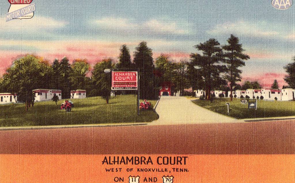 Alhambra Court Knoxville Tennessee Linen Postcard