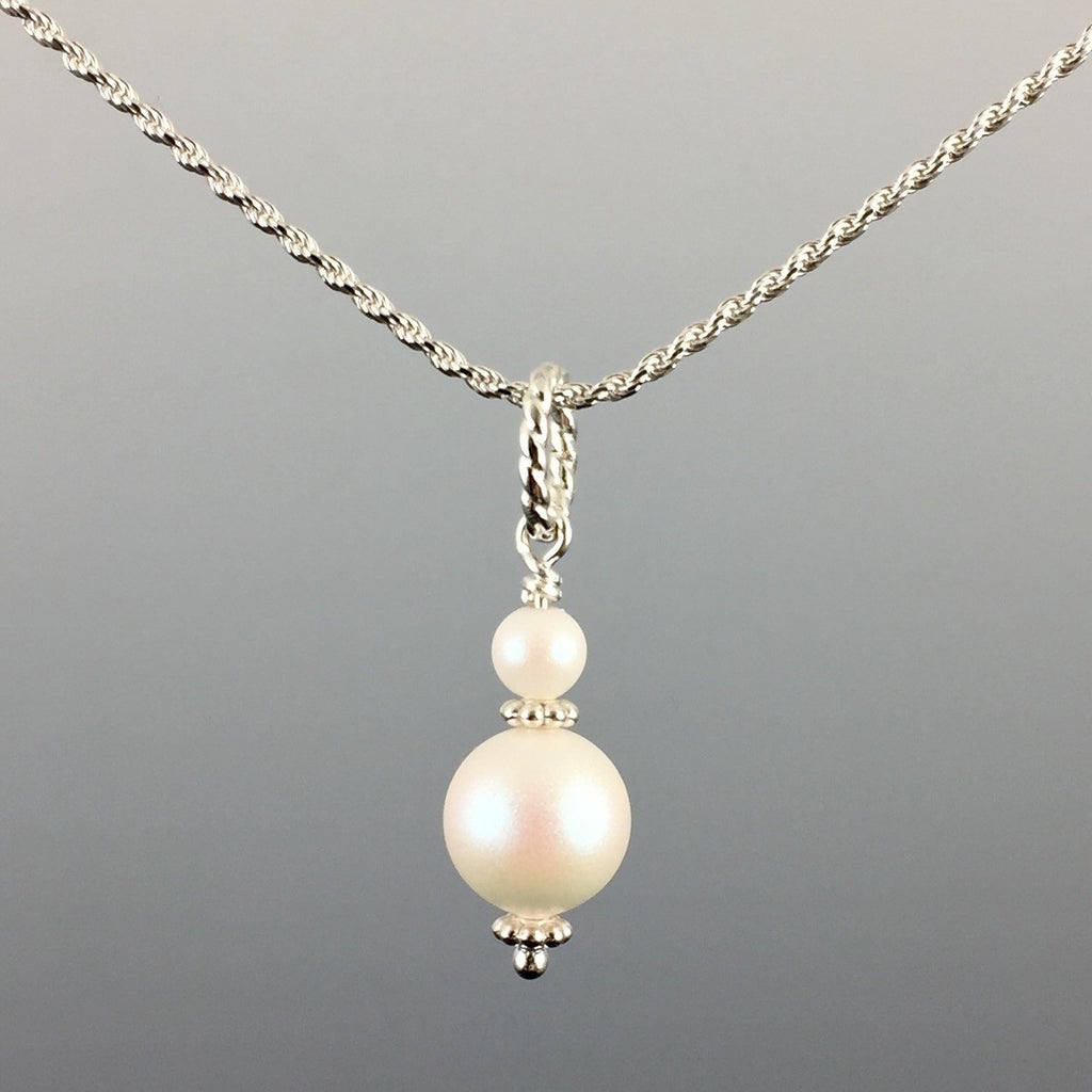 Swarovski Crystal Pearls & Sterling Silver Simple Drop Pendant – SJJ