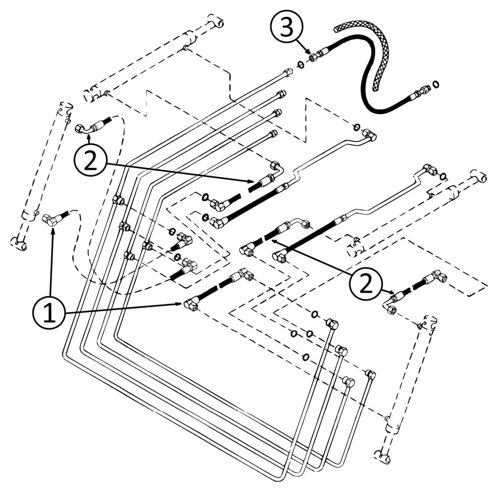 John Deere 510 & 512 Loader Hydraulic Hose Diagram