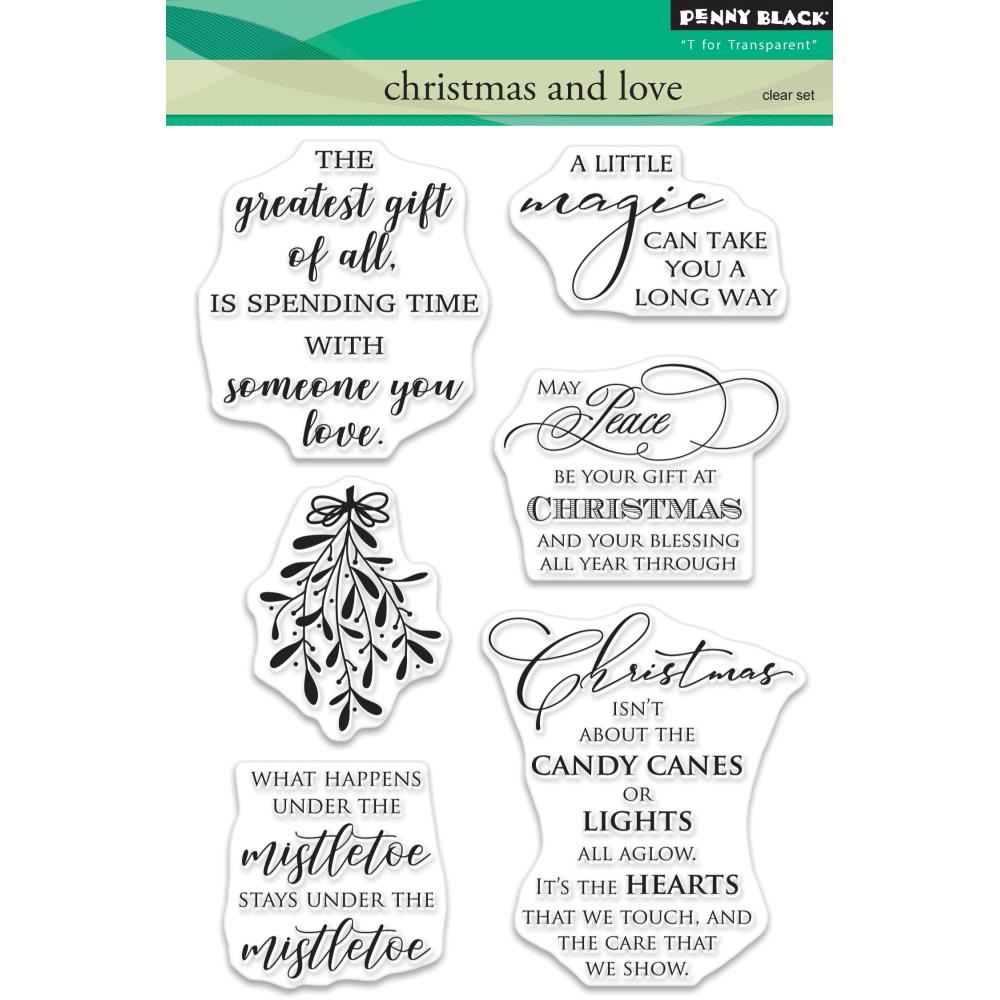 Penny Black CHRISTMAS and LOVE Sentiments Clear Stamp Set