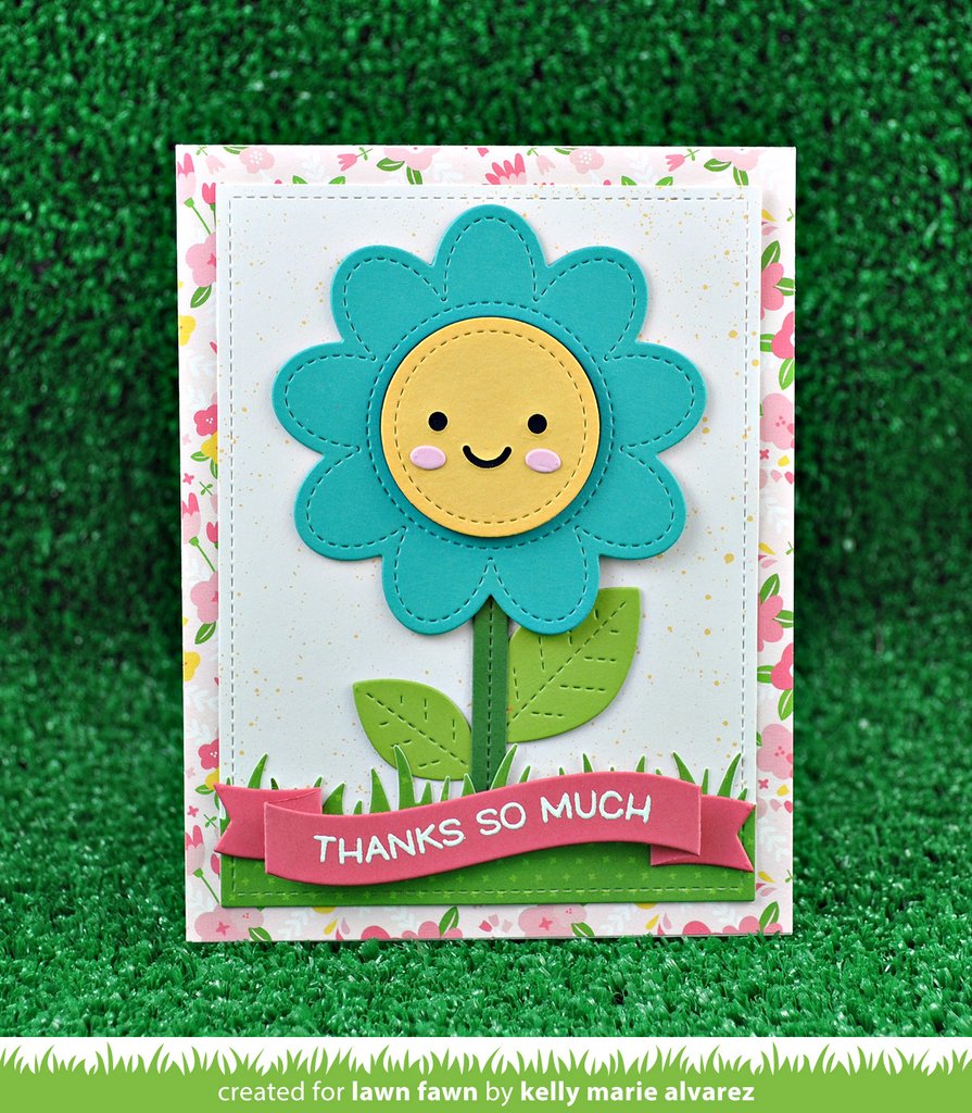 Lawn Fawn stitched flower frame  ̹ ˻