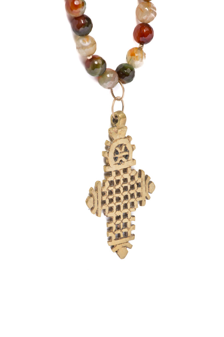 Zewditu Beaded Cross Necklace