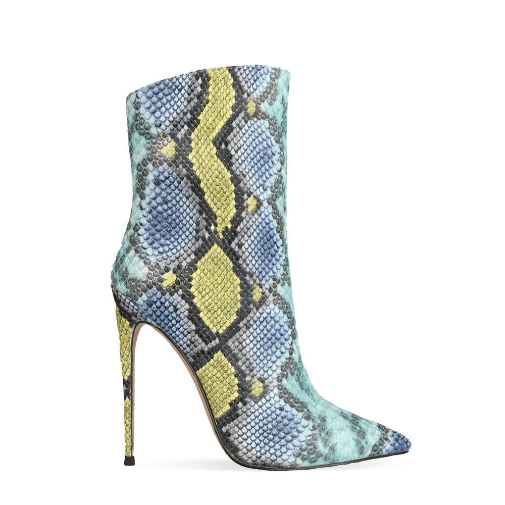 Multicolor Snake Print Boots