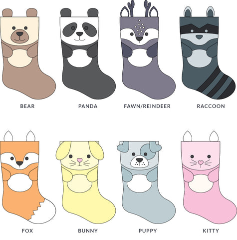 Animal Christmas Stockings sewing pattern by Twig + Tale