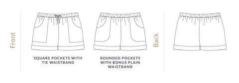 Coastal Cuffed Shorts sizes H-T sewing pattern by Twig + Tale